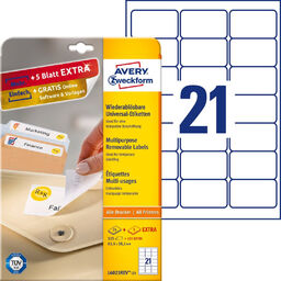 Usuwalne etykiety uniwersalne Avery Zweckform A4 30ark./op. 63,5