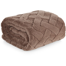 Koc 200 x 220 Pluszowy Jodełka Caro C.Beż