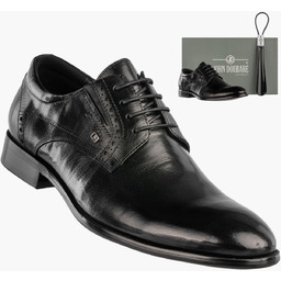 Buty Męskie JOHN DOUBARE Skórzane Półbuty Wizytowe Czarne