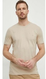 Liu Jo t-shirt bawełniany męski kolor beżowy gładki