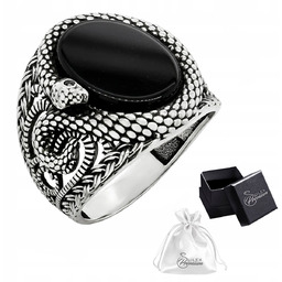 Sygnet Srebrny pr. 925 Wąż Elegancki Pierścień Męski