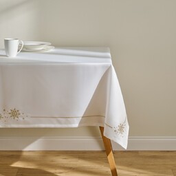 Obrus Haftowany Flokos 130x180 cm z motywem śnieżynki