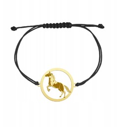 Bransoletka Złota Koń American Paint Horse 925 sznurek