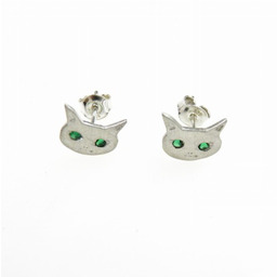 Kot Filemon II biały z zielonymi cyrkoniami -