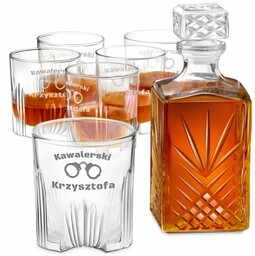 Karafka kryształowa do whisky z 6 szklankami zestaw