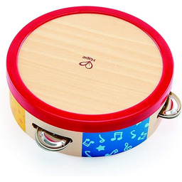 Hape Tap-Along Tambourine, Wooden Tambourine Drum for Kids,