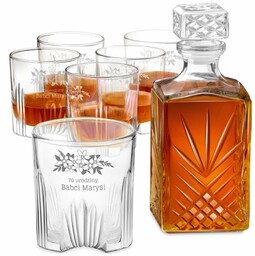 Karafka kryształowa do whisky z 6 szklankami zestaw