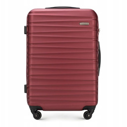 Średnia walizka z ABS-u z żebrowaniem bordowa
