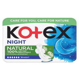 KOTEX Natural Night Podpaski, 6szt.