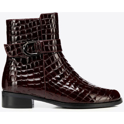 Damskie botki z lakierowanej skóry croco bordowe