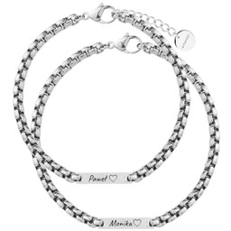 Zestaw bransoletek dla par z imionami elegancki prezent