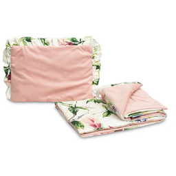 Sensillo KOMPLET DO WÓZKA VELVET Z FALBANKĄ MAGNOLIA