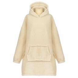 Kampol Bluza wełniana merynos Hoodie beżowa z kapturem