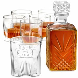 Karafka kryształowa do whisky z 6 szklankami zestaw