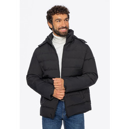 Pikowana męska kurtka z kapturem czarna