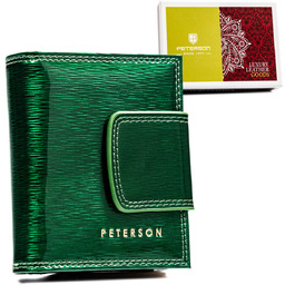 Mały portfel damski na karty z lakierowanej skóry