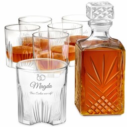 Karafka kryształowa do whisky z 6 szklankami zestaw