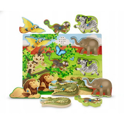 PUZZLE DŹWIĘKOWE ZOO DREWNIANA UKŁADANKA MUZYCZNA 7 ELEM.
