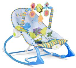 Leżaczek z wibracją oraz muzyką, multifunkcyjny, ricokids, niebieski