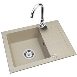 Zlewozmywak granitowy Rodos piaskowy 62 x 44 cm