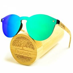 Drewniane okulary przeciwsłoneczne Niwatch Cassiopeia Green Mirror &