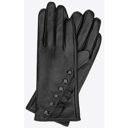 Damskie rękawiczki skórzane z dekoracyjnymi akcentami czarne