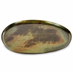 Eurofirany Patera ceramiczna 33x28x2 Ruth brązowa zielona dekoracyjna