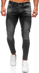 Czarne spodnie jeansowe męskie skinny fit Denley R927