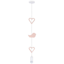 Candellux Drewniana lampa wisząca Heart dla dzieci biała