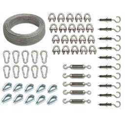Zestaw do montażu Lina stalowa 3mm w Pcv