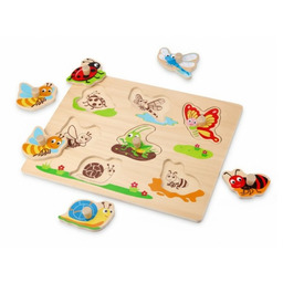 PUZZLE DREWNIANE ROBACZKI Z UCHWYTAMI EDUKACYJNE 1+ UKŁADANKA