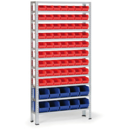 Regał z plastikowymi pojemnikami BASIC, 1730 x 850