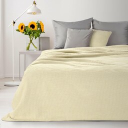 Eurofirany Koc narzuta dekoracyjna 200x220 Amber kremowy bawełniany