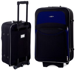Mała Ekskluzywna Materiałowa Walizka Turystyczna RGL 773 CZARNO-NIEBIESKA