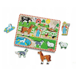 PUZZLE MUZYCZNE OLD MACDONALD DREWNIANE DŹWIĘKOWE 2+ UKŁADANKA