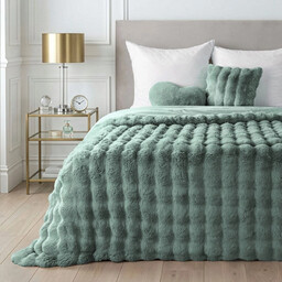 Narzuta futrzana zielona z efektem 3D NOZ-07