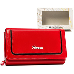 Portfel skórzany Peterson PTN KA-25 czerwony z czarnym