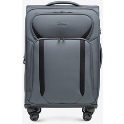 Średnia walizka miękka dwukolorowa szaro - czarna