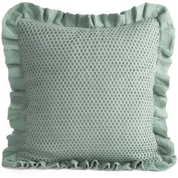 Poszewka muślinowa miętowa z ozdobną siateczką i falbanką