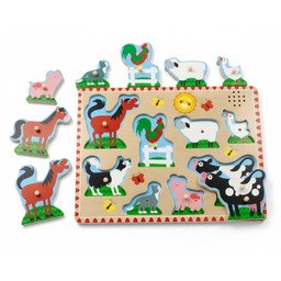 PUZZLE DŹWIĘKOWE ZWIERZĘTA Z FARMY 8 ELEM. DREWNIANA