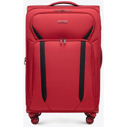 Duża walizka miękka dwukolorowa czerwono - czarna