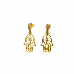 Ręka Fatimy - kolczyki srebrne pozłocone