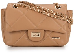 Crossbody z ekoskóry w geometryczne przeszycia beżowa