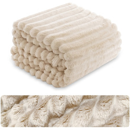 Koc 160 x 200 Mikrofibra Tłoczona Pasy Nuvio