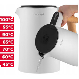 Czajnik Elektryczny Z Regulacja Temperatury 2200W Stalowy Drewno