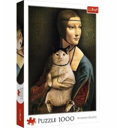 Trefl PUZZLE 1000 DAMA Z KOTEM TREFL