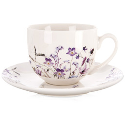 Filiżanka ze spodkiem porcelanowa kwiaty LOUKA 260 ml