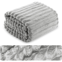 Koc 160 x 200 Mikrofibra Tłoczona Pasy Nuvio