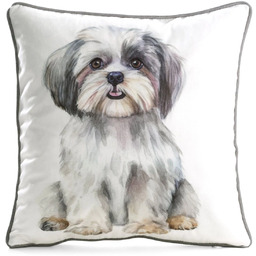 Poszewka welwetowa biała pies JA215-06