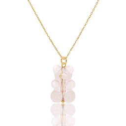 Naszyjnik srebrny pozłacany z różowym misiem 45 CM